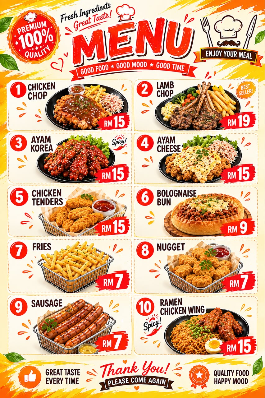 Poster menu malam Warung Santai
